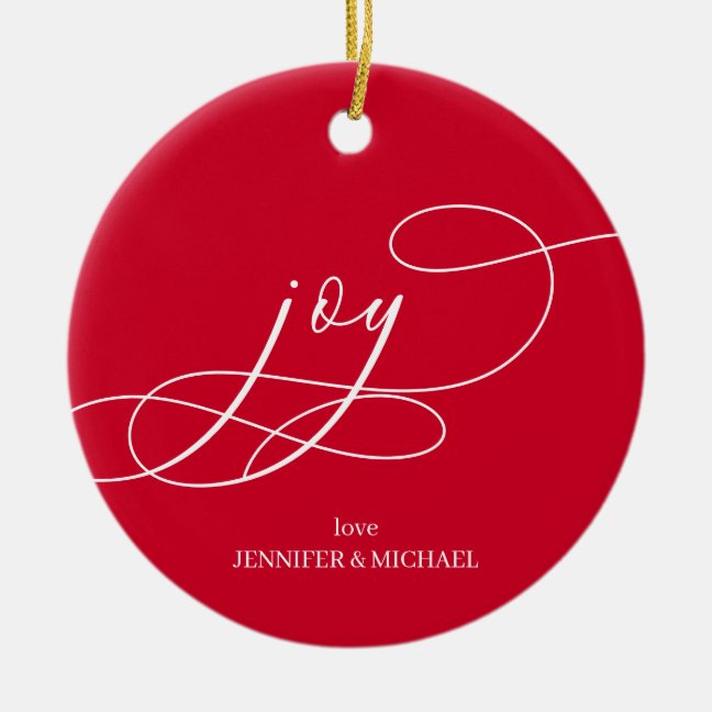 Minimal Joy Christmas Ceramic Ornament