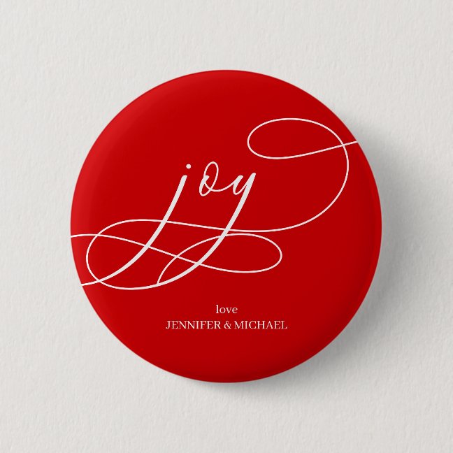 Minimal Joy Christmas red white Button