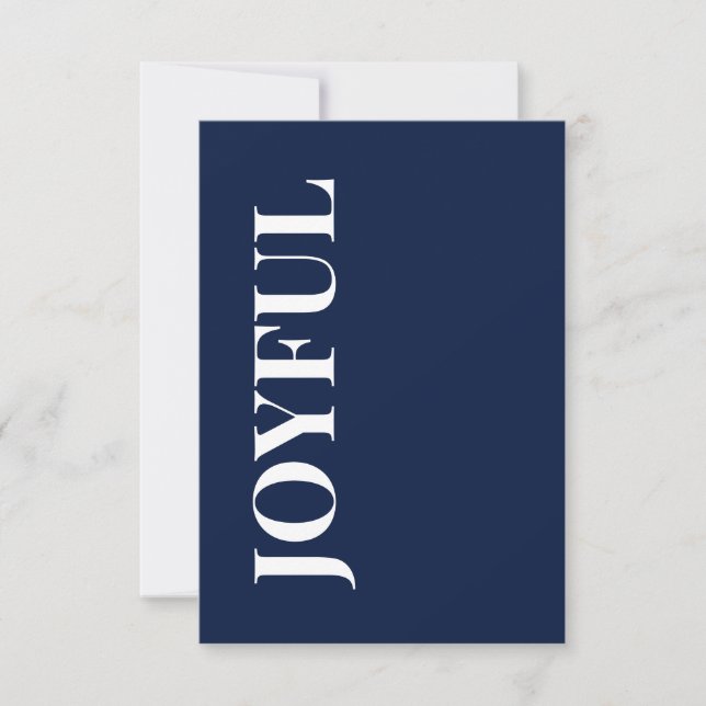 Minimal JOYFUL | Navy Blue Holiday Greeting Card (Front)