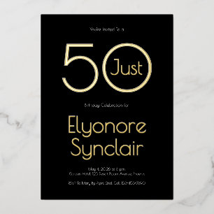 Minimal Just Fifty 50th Birthday Party Foil Invitation