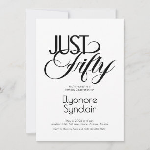 Minimal Just Fifty 50th Birthday Party Invitation