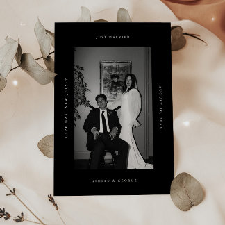Minimal "Just Married" 2-Photo Wedding Elopement Announcement
