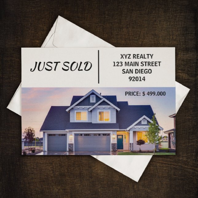 Minimal Just Sold Real Estate Marketing  Postcard (Real Estate Agent just sold postcard)