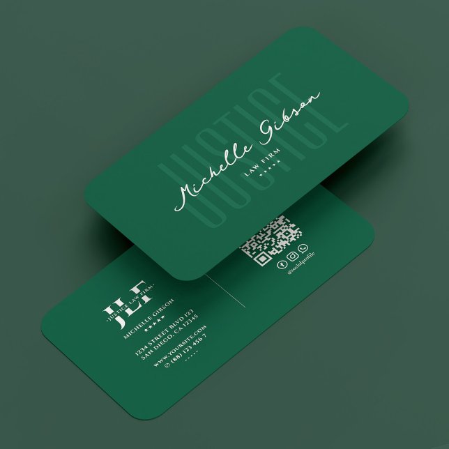 Minimal Justice Law Firm Attorney Hunter Green Business Card (Minimal Justice Law Firm Attorney Hunter Green Business Card
)