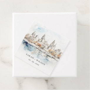 Minimal Kansas City Missouri Watercolor Wedding Favor Tags