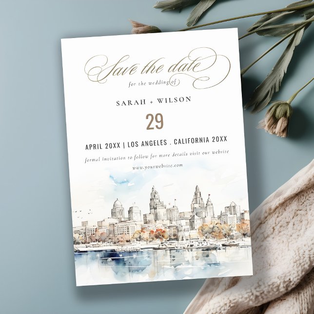 Minimal Kansas City Missouri Watercolor Wedding Save The Date (Creator Uploaded)