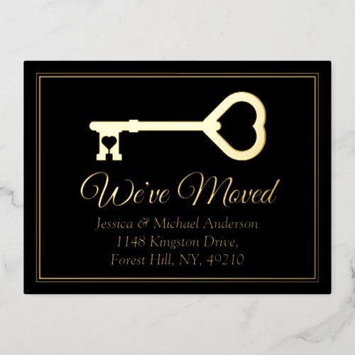 Minimal Key Change Of Address New Home Real Foil Invitation Postcard