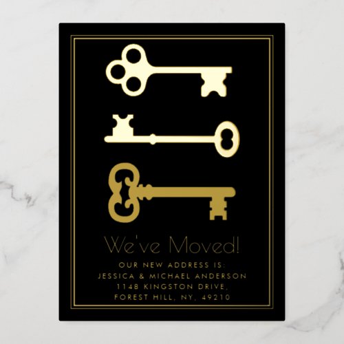 Minimal Key Change Of Address New Home Real Foil Invitation Postcard