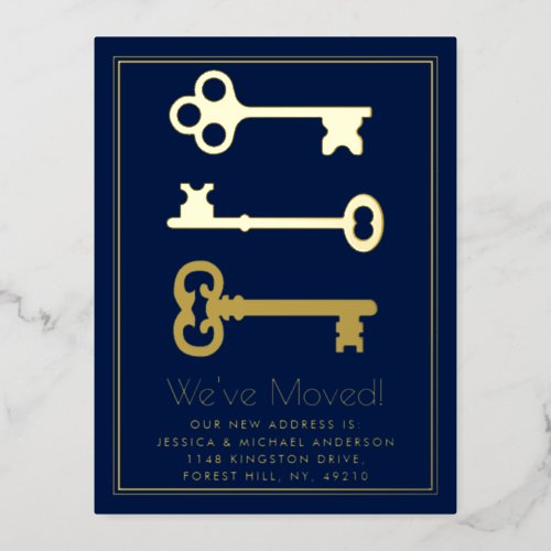 Minimal Key Change Of Address New Home Real Foil Invitation Postcard