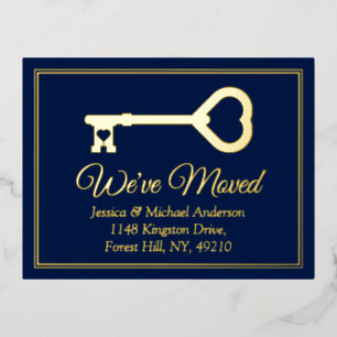 Minimal Key Change Of Address New Home Real Foil Invitation Postcard