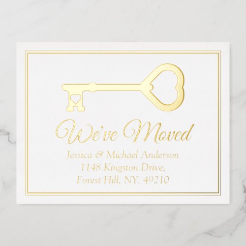 Minimal Key Change Of Address New Home Real Foil Invitation Postcard