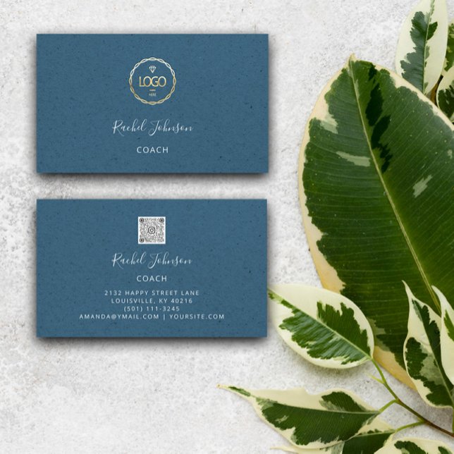 Minimal Kraft Elegant Couch Therapist Logo Blue Business Card (Minimal Kraft Elegant Couch Therapist Logo Blue Business Card)