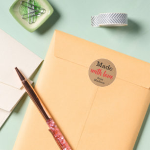 Minimal Kraft Made with Love Gift Sticker