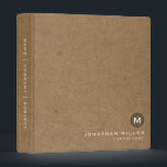 Minimal Kraft Monogram 3 Ring Binder<br><div class="desc">Simple monogrammed binder features a modern design with monogram emblem on kraft paper background. Custom name presented in the lower right-hand corner in stylish simple font with a complimentary minimal monogram medallion. A modern binder for home or office, a professional monogrammed binder for your workspace. Ideal for consultants, attorneys, real...</div>