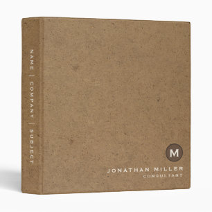 Minimal Kraft Monogram 3 Ring Binder