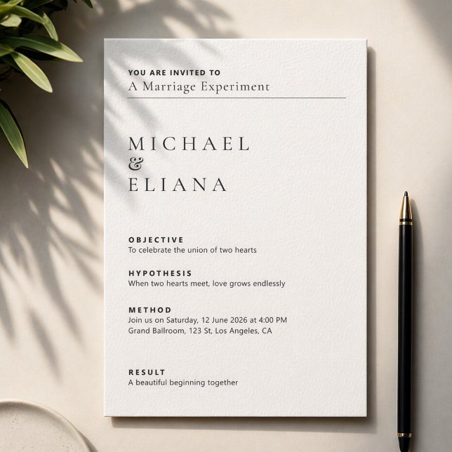 Minimal Lab Report Style Wedding Invitation (Creator Uploaded)