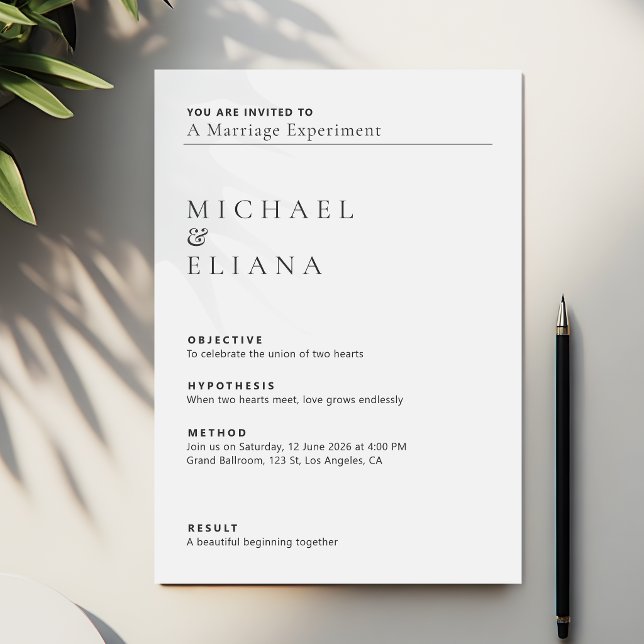Minimal Lab Report Style Wedding Invitation (Creator Uploaded)