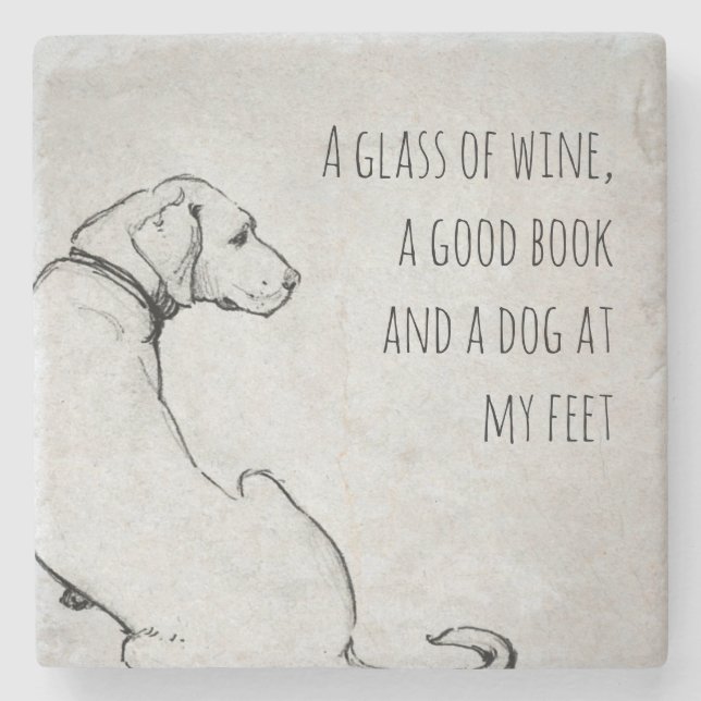 Minimal Labrador Dog Mom Quote Art Stone Coaster (Front)