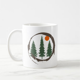 Minimal landscape pine trees forest coffee mug