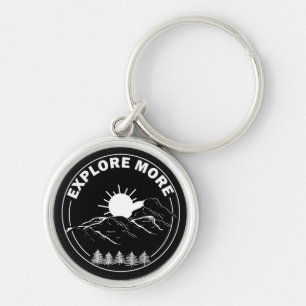 Minimal landscape pine trees forest keychain