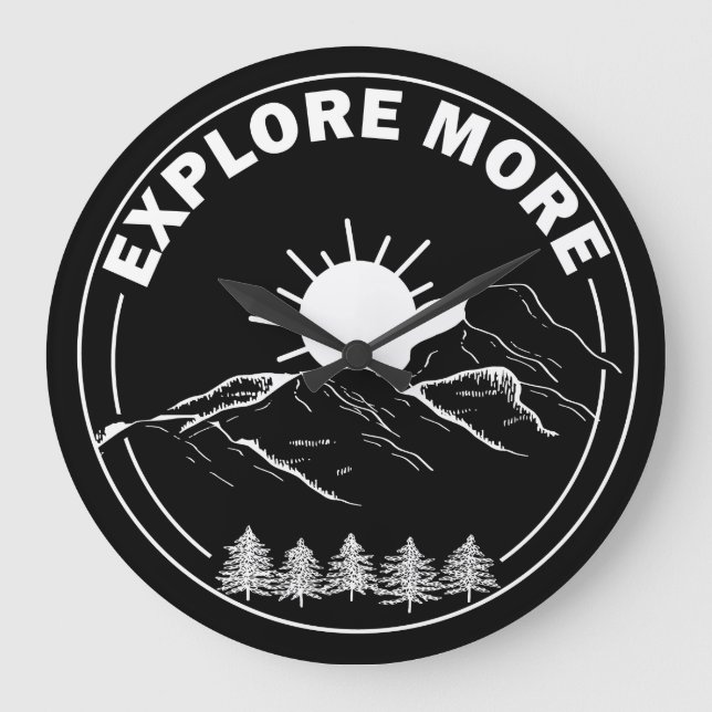 Minimal landscape pine trees forest large clock (Front)