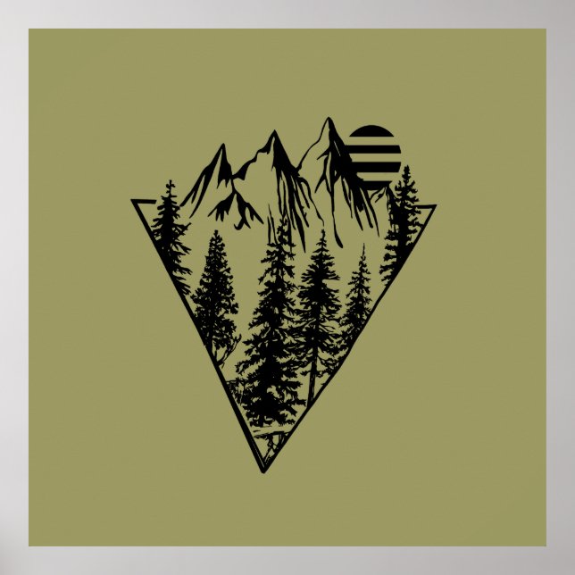 Minimal landscape pine trees forest poster (Front)