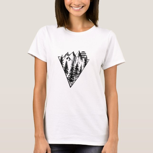 Minimal landscape pine trees forest T-Shirt (Front)
