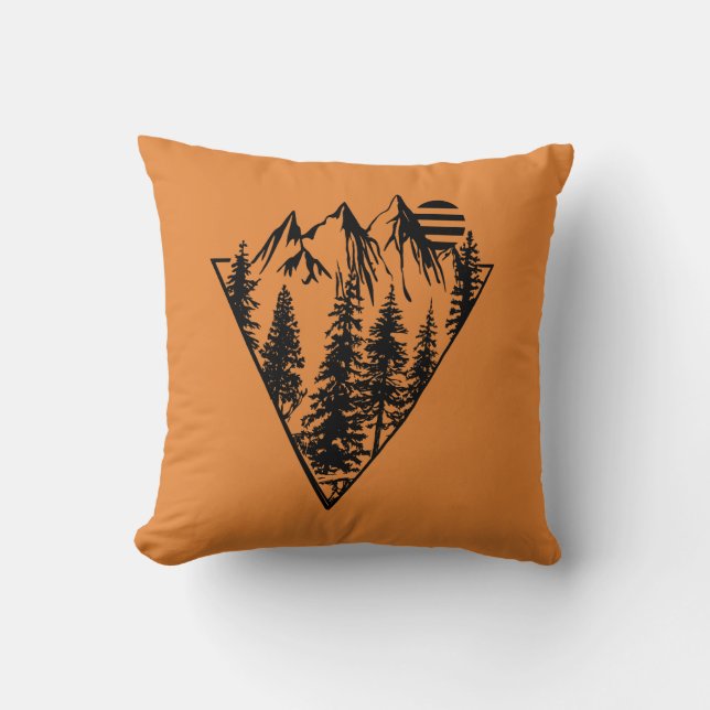 Minimal landscape pine trees forest throw pillow (Front)