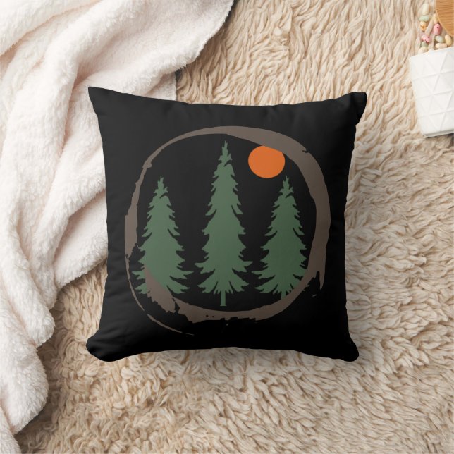 Minimal landscape pine trees forest   throw pillow (Blanket)