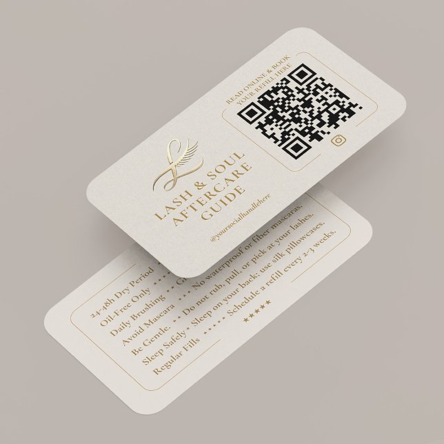 Minimal Lash Extensions Aftercare Guide Sand Card  (Minimal Lash Extensions Aftercare Guide Sand Card
)
