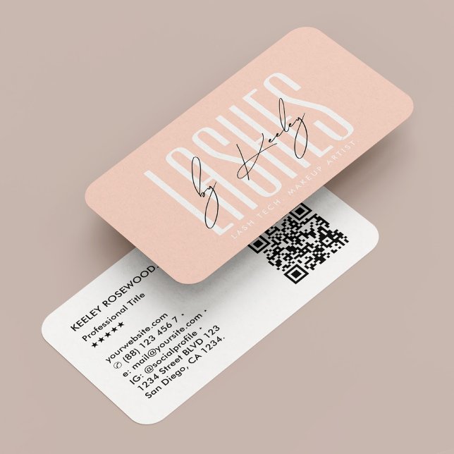 Minimal Lash Tech Makeup Artist Peach Modern Business Card (Minimal Lash Tech Makeup Artist Peach Modern Business Card
)