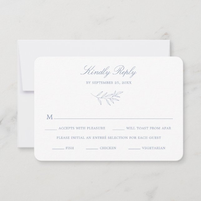 Minimal Laurel Wedding RSVP Response Card K310 (Front)