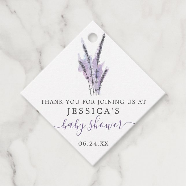 Minimal Lavender Baby Shower Favor Tag (Front)