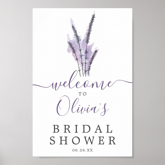 Minimal Lavender Bridal Shower Welcome Sign (Front)