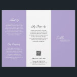 Minimal Lavender Modern Business Brochure Flyer<br><div class="desc">Modern and professional purple / lavender trifold brochure flyer featuring a simple and minimal design with your name in an elegant script and contemporary sans serif font. The template includes several divided sections for your services in a minimalist layout. The back has your contact info and optional QR code. If...</div>