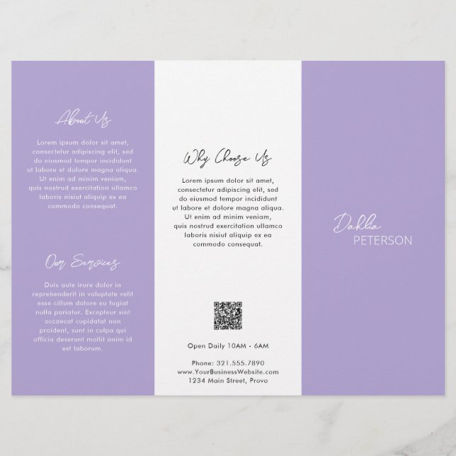 Minimal Lavender Modern Business Brochure Flyer (Front)