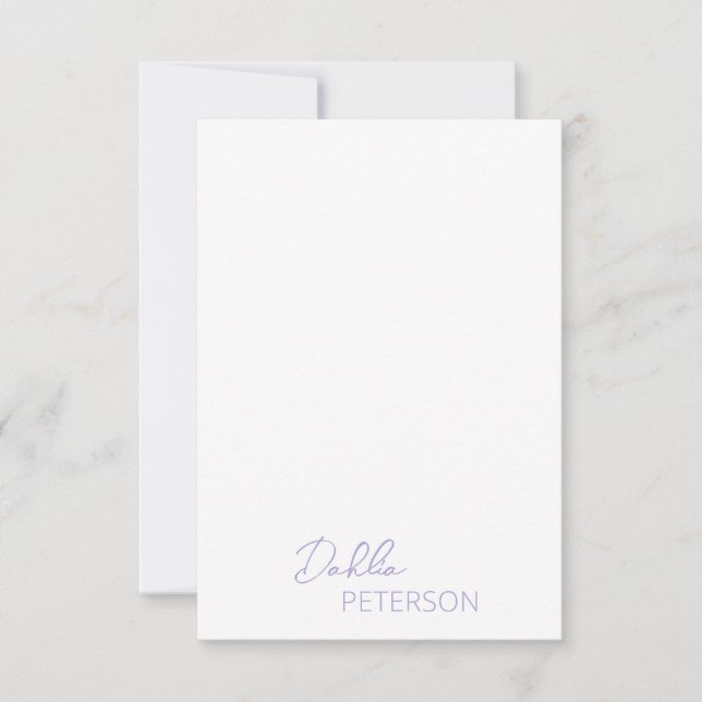 Minimal Lavender Modern Business Note Card (Front)