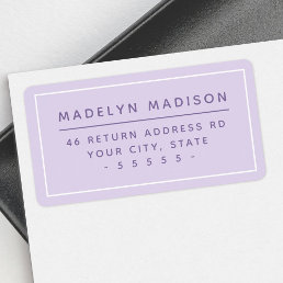 Minimal lavender purple return address label