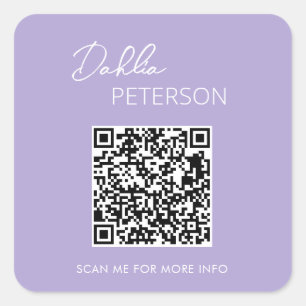 Minimal Lavender QR Code Modern Business Square Sticker