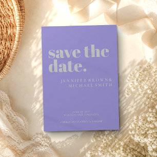 Minimal Lavender Silver Wedding Photo Calligraphic Save The Date