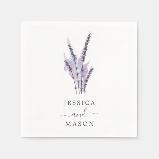 Minimal Lavender Wedding Cocktail Napkin (Front)