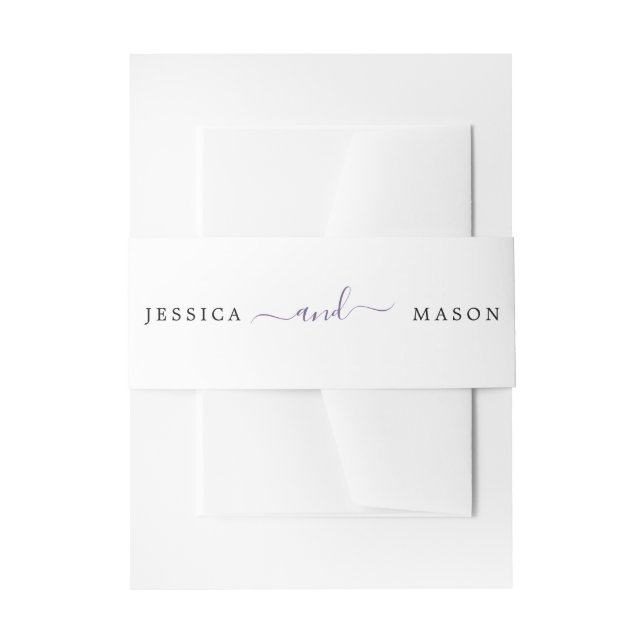 Minimal Lavender Wedding Invitation Belly Bands Band (Front Example)