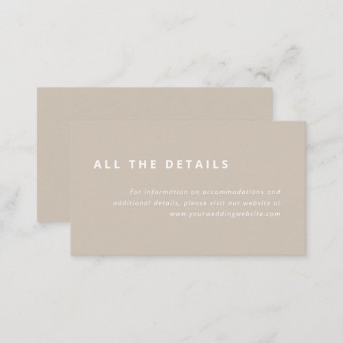 Minimal Layout  Beige with White Wedding Details Enclosure Card