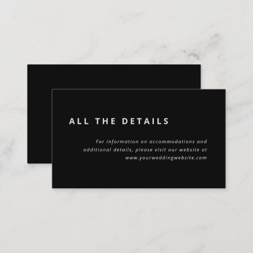 Minimal Layout  Black and Gray Wedding Details Enclosure Card