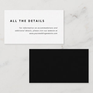 Minimal Layout Black and White Wedding Details Enclosure Card