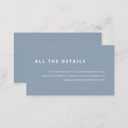Minimal Layout  Dusty Blue Wedding Details Enclosure Card