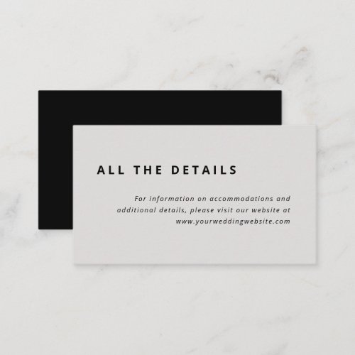 Minimal Layout  Gray and Black Wedding Details Enclosure Card