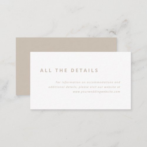 Minimal Layout  White with Beige Wedding Details Enclosure Card