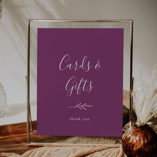 Minimal Leaf  Berry Purple Cards and Gifts Poster
