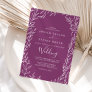 Minimal Leaf | Berry Purple Wedding Invitation